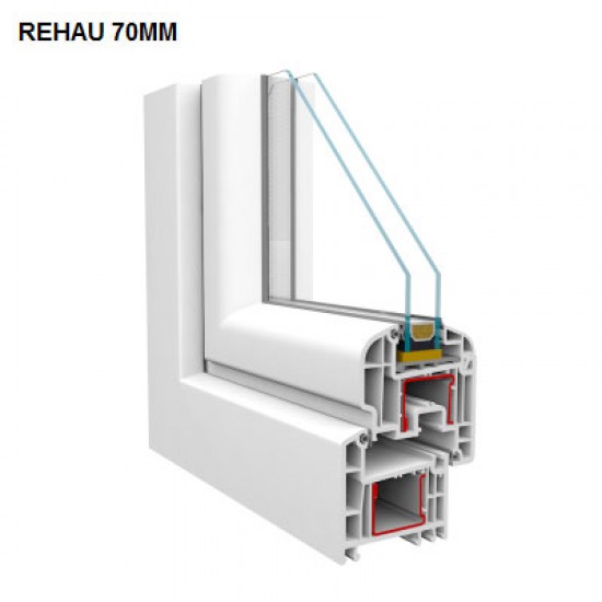 Finestra PVC Rehau, 1 anta, 800 x 1200 colore bianco, completa di vetro 331-14-4 BE piu Argon, ferramenta antiefrazione, microventilazione di serie