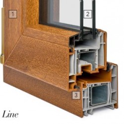 Finestra PVC Rehau, 1 anta, 700 x 1400 colore ROVERE GOLD, completa di vetro 331-14-4 BE piu Argon, ferramenta antiefrazione, microventilazione di serie