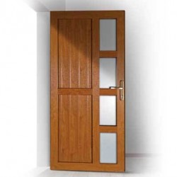 Portoncino PVC Rehau, modello MILANO, colore golden pak, noce, 900 x 2100, completa, pronta per montaggio